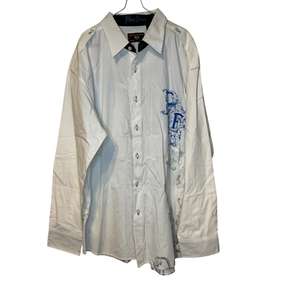 Phat Farm Men Shirt Vintage 90's Silver Embellishments Long Sleeve Button Up XXL